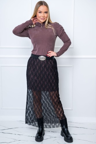 Spódnica koronka - Czekolada