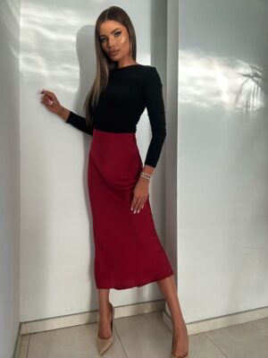 Spódnica satynowa Wino