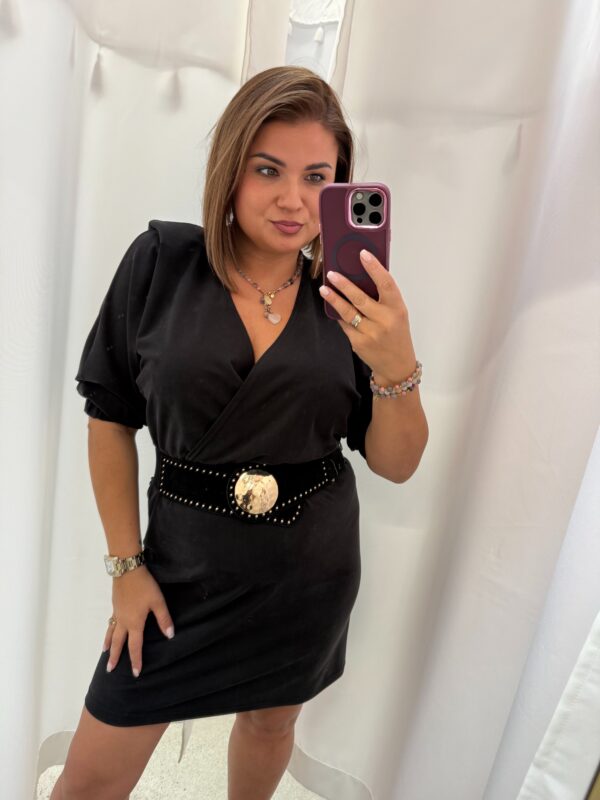 Sukienka koktajlowa Czarna typ kimona