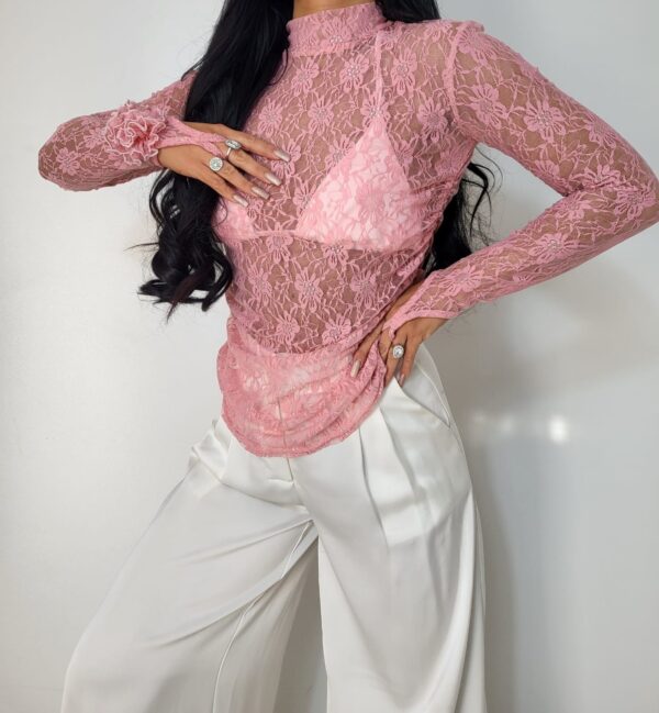 Bluzka koronka Pudrowy Róż