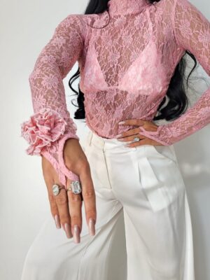 Bluzka koronka Pudrowy Róż
