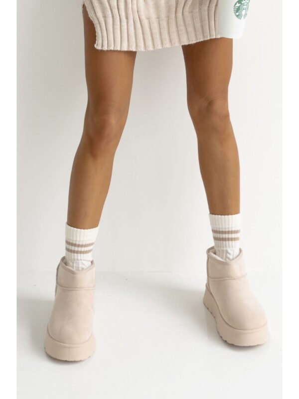 Skarpetki damskie Warkocz Ecru z paskami