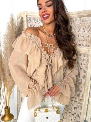 Bluzka szyfon La Diva Beż